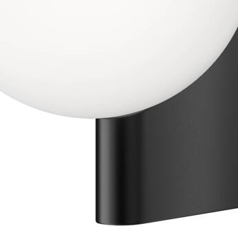 Avant-garde wandlamp, glazen kap, zwart matzwart, wit