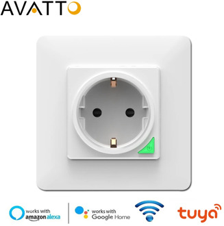 AVATTO Smart Wall Socket，Tuya Smart life APP Voice Remote Control EU 16A Wifi Power Plug Works With Google Home Alexa IFTTT