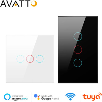 AVATTO Tuya WiFi Smart Light Switch with Luxuray Glass Panel, Touch Sensor Smart Wall Switch Voice Work with Alexa, Google Home