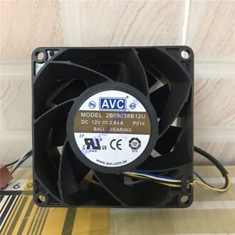 Avc 2B08038B12U 8038 12V 2.64A 4 Draad Temperatuurregeling En Snelheidsregeling Grote Volume Ventilator Air Blower Server