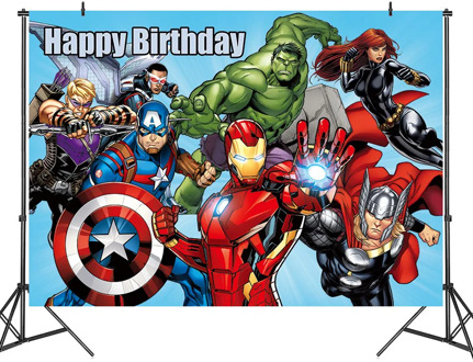 Avengers Birthday Background Cloth Children Baby Hundred Days Theme Party Layout Wall Photography Poster Photos Backdrop
