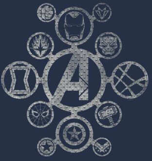 Avengers Distressed Metal Icon Hoodie - Navy - L