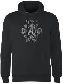 Avengers Distressed Metal Icon Hoodie - Zwart - L