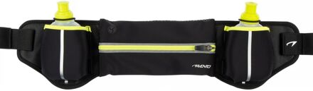 Avento Hardloopriem met 2 Drinkflessen - Addy - Zwart/Fluorgeel