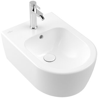 Avento wandbidet 37x53 1 kraangat met overloop Ceramic+ stone white 540500rw Wit mat