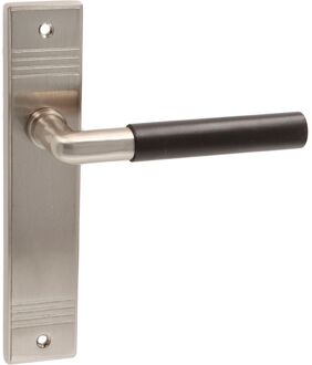 Avenue Deurkruk Op Schild Artdeco - Messing - Mat Nikkel - Blind - Schild 199x41 Mm