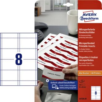 Avery Badgekaart Avery L4728-20 60x90mm microperforatie