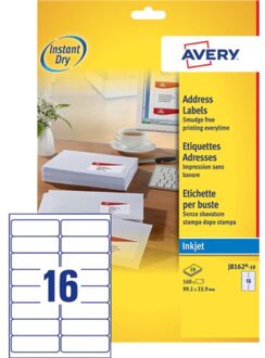 Avery Etiket Avery J8162-100 99.1x33.9mm wit 1600stuks