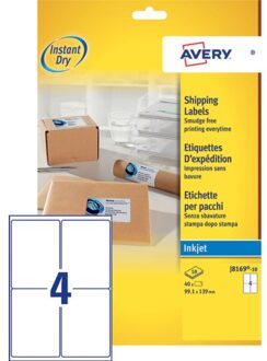 Avery Etiket Avery J8169-10 99.1x139mm wit 40stuks