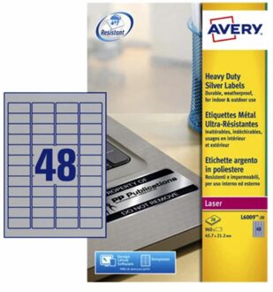 Avery Etiket Avery L6009-20 45.7x21.2mm zilver 960stuks