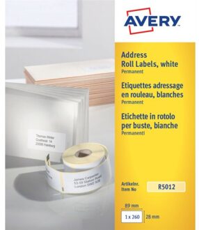 Avery Etiket Avery Zweckform R5012 labelprint 89x28mm wit 260stuks