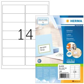 Avery Etiket Herma 4678 99.1x38.1mm premium wit 1400stuks Zwart