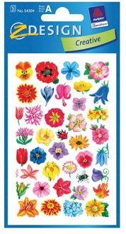 Avery hobby en knutsel stickers - Bloemen deco - kinder/hobby stickers - 3x vellen