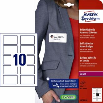 Avery Naambadge etiket Avery L4785-20 80x50mm zk 200stuks