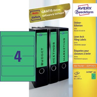 Avery Rugetiket Avery breed 61x192mm zelfklevend groen Wit