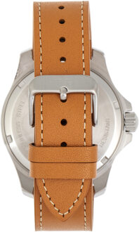 Aviator horloge met leren band en datum Camel