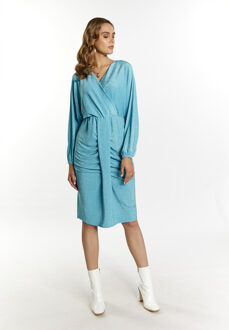 Avondjurk met glanzend garen Dames aqua - maat Turquoise
