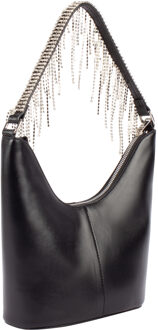 Avondtasje met kristallen Dames zwart - One Size