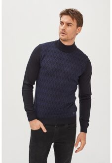 Avva Mannelijke Marineblauw Half Visser Kraag De Trui A02Y5132