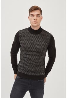 Avva Mannelijke Zwarte Half Visser Kraag De Trui A02Y5132 Xxl