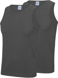 Awdis 2-Pack Maat S - Sport singlets/hemden grijs voor heren - Hardloopshirts/sportshirts - Sporten/hardlopen/fitness/bodybuilding - Sportkleding top grijs voor mannen