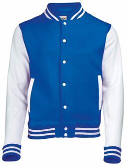 Awdis college jacket voor heren - blauw met wit - drukknopen - katoen/polyester
