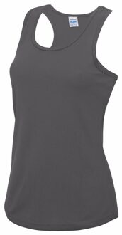 Awdis sport singlet voor dames - donkergrijs - mouwloos shirtje - polyester - lucht doorlatend