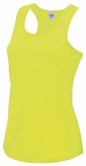 Awdis sport singlet voor dames - neon geel - mouwloos shirtje - polyester - lucht doorlatend