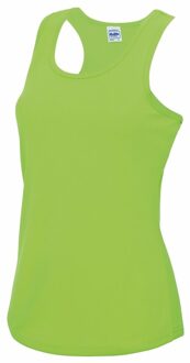 Awdis sport singlet voor dames - neon groen - mouwloos shirtje - polyester - lucht doorlatend