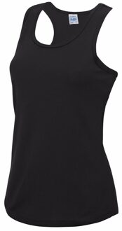 Awdis sport singlet voor dames - zwart - mouwloos shirtje - polyester - lucht doorlatend
