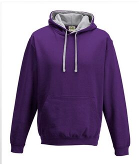 Awdis Varsity hoodie paars met grijze capuchon 2XL