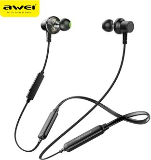 Awei G20BL/G30BL Draadloze Bluetooth Oortelefoon Hoofdtelefoon Met Microfoon Dual Driver Noise Annuleren Sport Headset 3D Bass G20BLS zwart