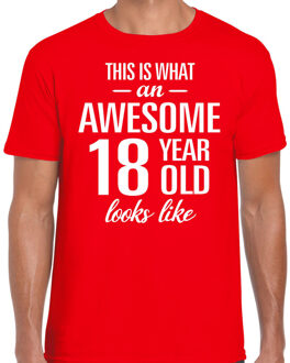 Awesome 18 year / 18 jaar cadeau t-shirt rood heren S