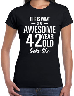 Awesome 42 year / 42 jaar cadeau t-shirt zwart dames XS