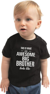 Awesome big brother/ grote broer kado shirt voor babys / jongens zwart 80 (7-12 maanden)