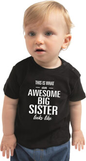 Awesome big sister/ grote zus kado shirt voor peuters / meisjes zwart 98 (13-36 maanden)