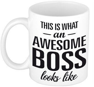 Awesome boss cadeau mok / beker voor werkgever 300 ml - feest mokken Wit