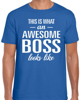 Awesome Boss tekst t-shirt blauw heren 2XL