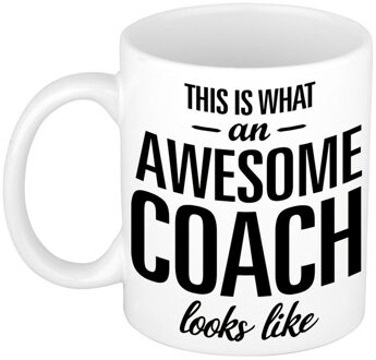 Awesome coach cadeau mok / beker voor je trainer 300 ml - feest mokken Wit