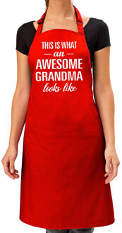 Awesome grandma cadeau bbq/keuken schort rood voor dames -  kado barbecue schort voor moederdag / verjaardag