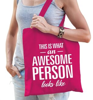 Awesome person cadeau tas roze katoen - Feest Boodschappentassen