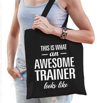 Awesome trainer cadeau tas zwart katoen - Feest Boodschappentassen