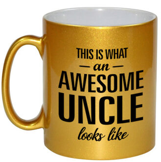 Awesome uncle / oom gouden cadeau mok / beker 330 ml - feest mokken Goudkleurig