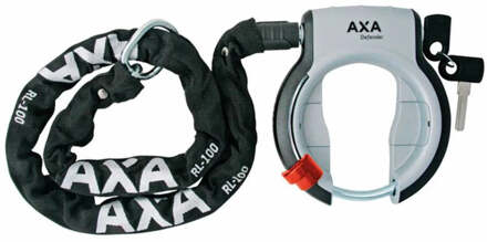 Axa Defender Ringslot Grijs + RLC100 Plus insteekketting Zwart