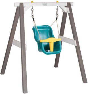 AXI Baby Schommel met Houten Frame & Zitje in Blauw/Geel Babyschommel van Hout in Grijs/Wit