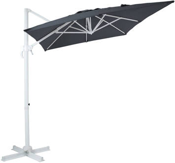 AXI Coco Zweefparasol Rechthoekig 200 x 300 cm in Wit / Grijs Parasol voor tuin met Aluminium Frame