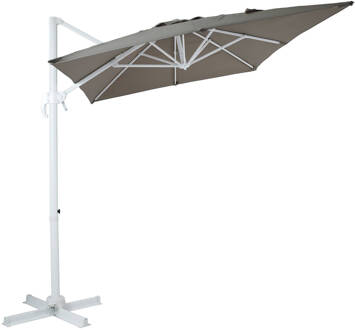 AXI Coco Zweefparasol Rechthoekig 200 x 300 cm in Wit / Taupe Parasol voor tuin met Aluminium Frame