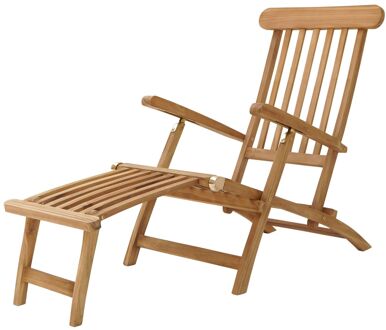 AXI Costa ligstoel van Teak Hout Lounger Deckchair / Tuinligstoel verstelbaar in 4 standen Beige