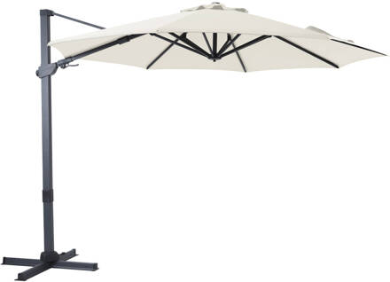 AXI Cyrus Premium Zweefparasol Rond Ø 300 cm in Antraciet / Beige Ronde Parasol voor tuin met Aluminium Frame Bruin