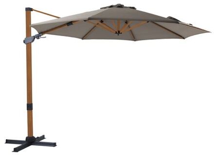AXI Cyrus Premium Zweefparasol Rond Ø 300 Cm In Hout Look / Taupe